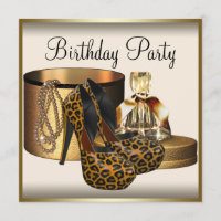 High Heel Shoe Womans Cream Gold Birthday
