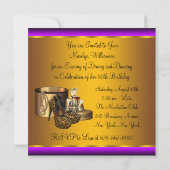 High Heel Shoes Leopard Gold Womans 50th Birthday Invitation (Back)