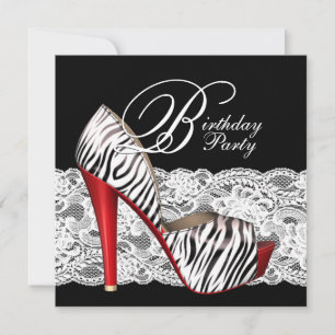High Heel Shoes Red Zebra Party invitations