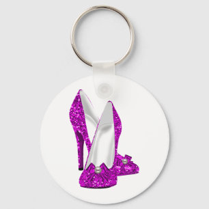 High Heel Shoes Stileto Glitter Pink Key Ring
