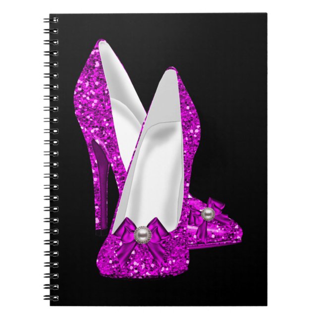 High Heel Shoes Stileto Glitter Pink Spiral Notebook (Front)