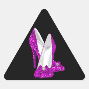 High Heel Shoes Stileto Glitter Pink Triangle Sticker