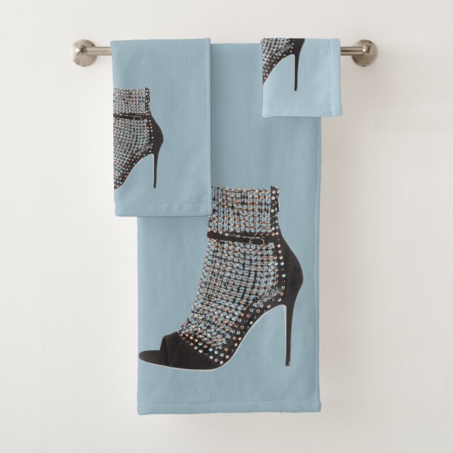 High Heel Stilettos Black Bathroom Towel Set (Insitu)