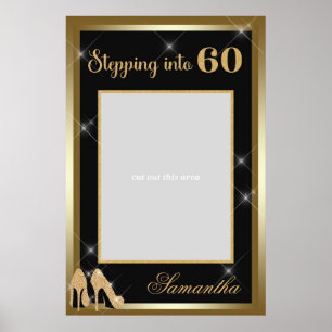 High Heels 60th Birthday Photo Prop Frame Gold Poster
