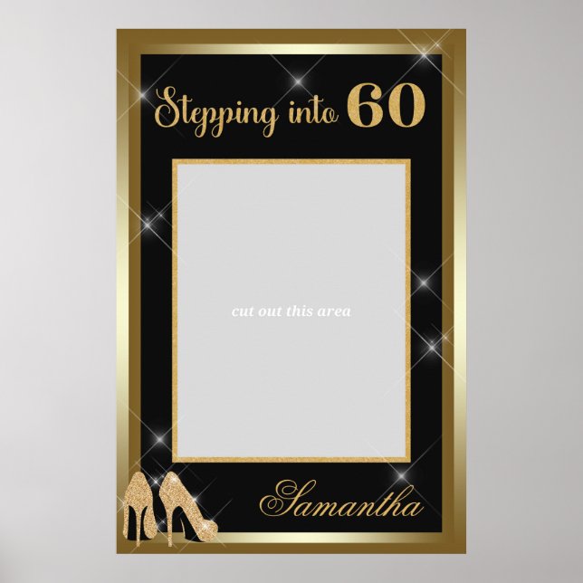 High Heels 60th Birthday Photo Prop Frame Gold Poster (Front)