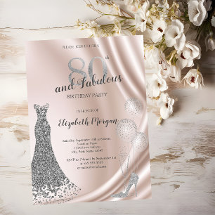 High Heels,Balloons Dress 80th Birthday Invitation