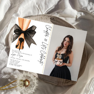 High Heels Black Bow 20th Birthday Party Photo Invitation