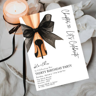 High Heels Black Bow Thirty 30th Birthday  Invitation