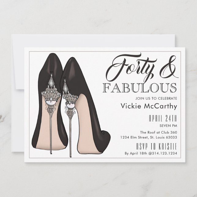 High Heels Forty & Fabulous Birthday Invitation (Front)