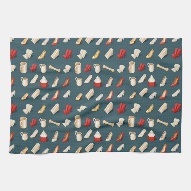 high heels pitchers and folded fabrics tea towel (Horizontal)