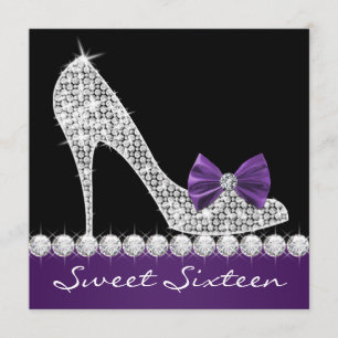High Heels Purple Sweet Sixteen Birthday Party Invitation