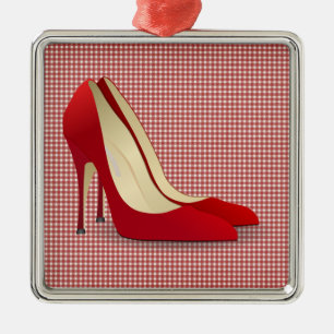 high heels red metal tree decoration