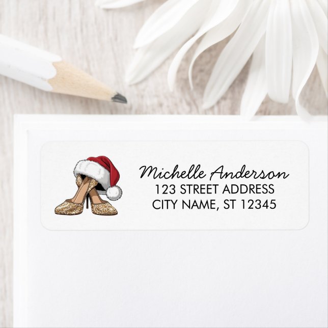 High Heels Santa Hat Christmas  Return Address  (Insitu)