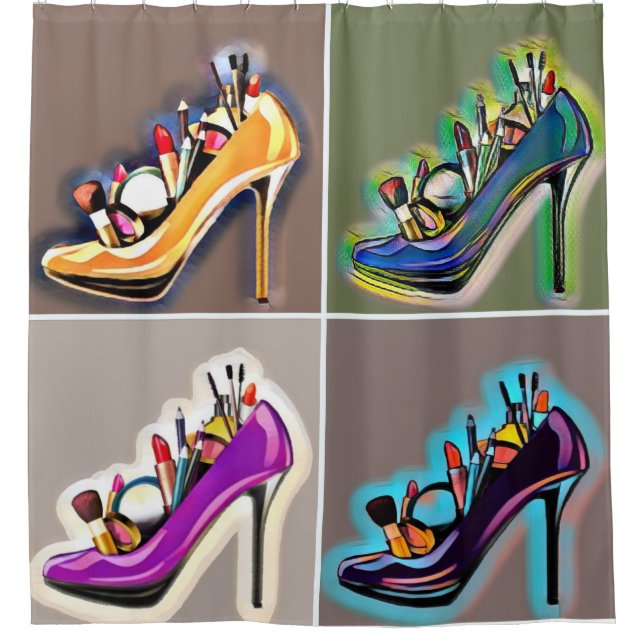 High Heels Stilettos Makeup Shower Curtain (Front)