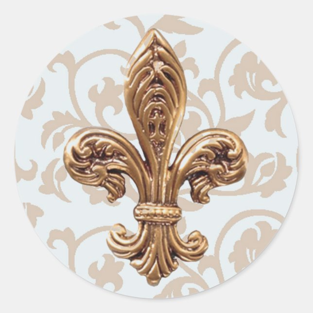 High life powder blue scroll with fleur de lis sti classic round sticker (Front)