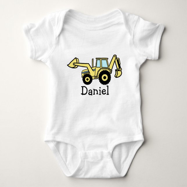 High Lift Backhoe Baby Bodysuit (Front)