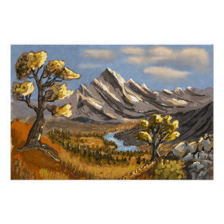 High mountain river and stream. poster