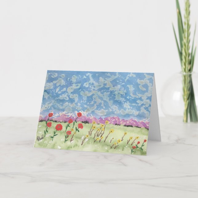 High Mountain Summer Landscape Thank You Card (Front)