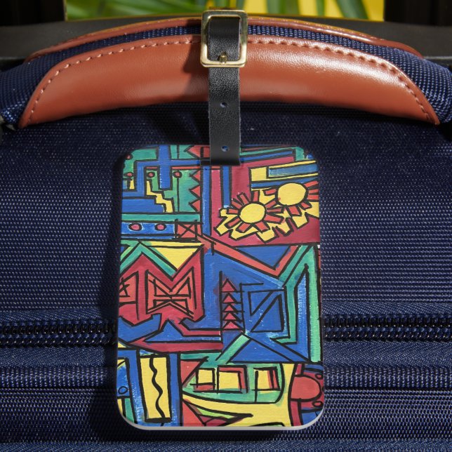 High Noon-Hand Painted Modern Art Luggage Tag (Front Insitu 2)