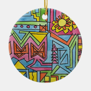 High Noon-Whimsical Modern Geometric Art Ceramic Tree Decoration