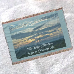High on Mountain Air Blue Ridge Sunset Throw Blanket