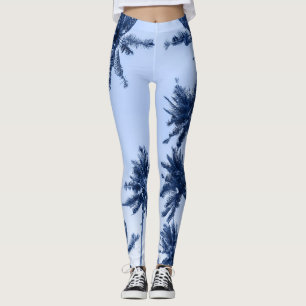 High palm trees, clear blue sky. leggings