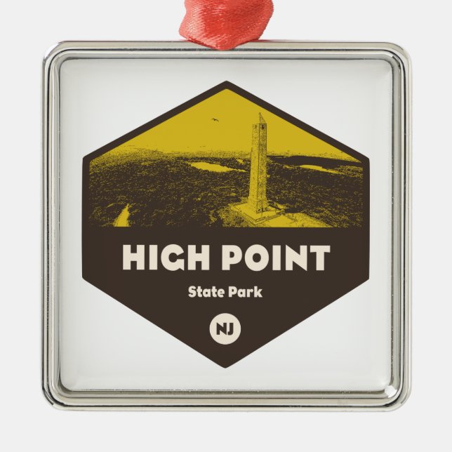 High Point State Park New Jersey Metal Tree Decoration (Front)