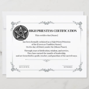 High Priestess Certification