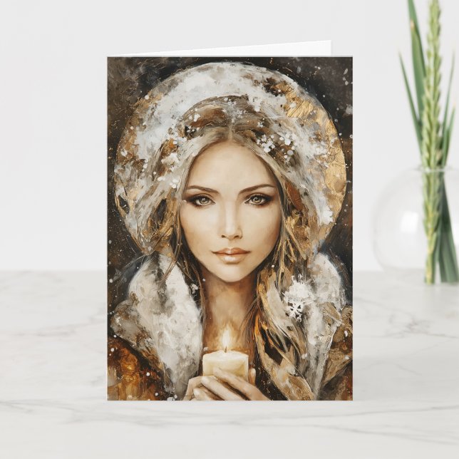 High Priestess of Light Winter Solstice & Yule  Holiday Card (Front)