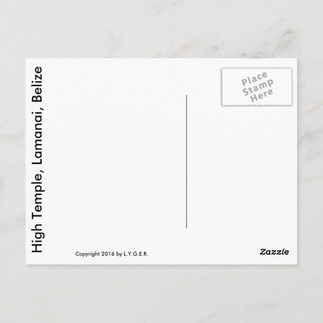 High Pyramid, Lamanai, Belise Postcard (Back)