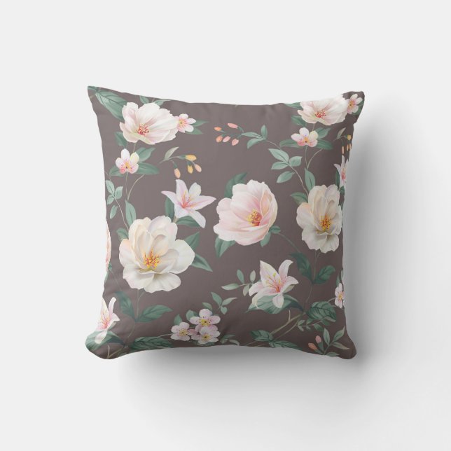 high-quality set of various watercolor flowersart, cushion (Front)