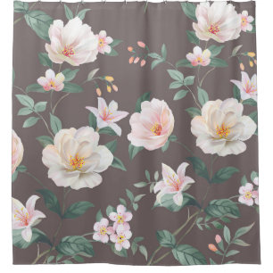 high-quality set of various watercolor flowersart, shower curtain