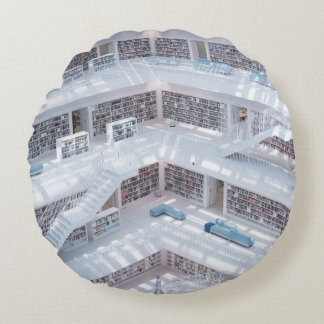 HIGH-RAISE PHOTOGRAPHY OF LIBRARY ROUND CUSHION