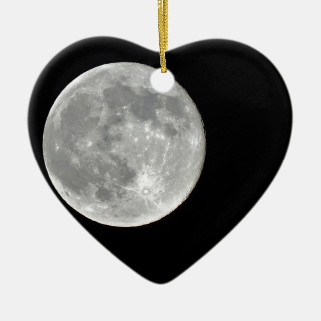 High resolution Full Moon Photo Ceramic Tree Decoration (Front)