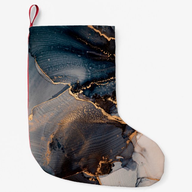 High resolution. Luxury abstract fluid art paintin Small Christmas Stocking (Front)