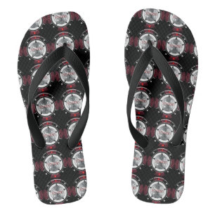 High Rollers Black & Red $10,000. Casino Chip Jandals