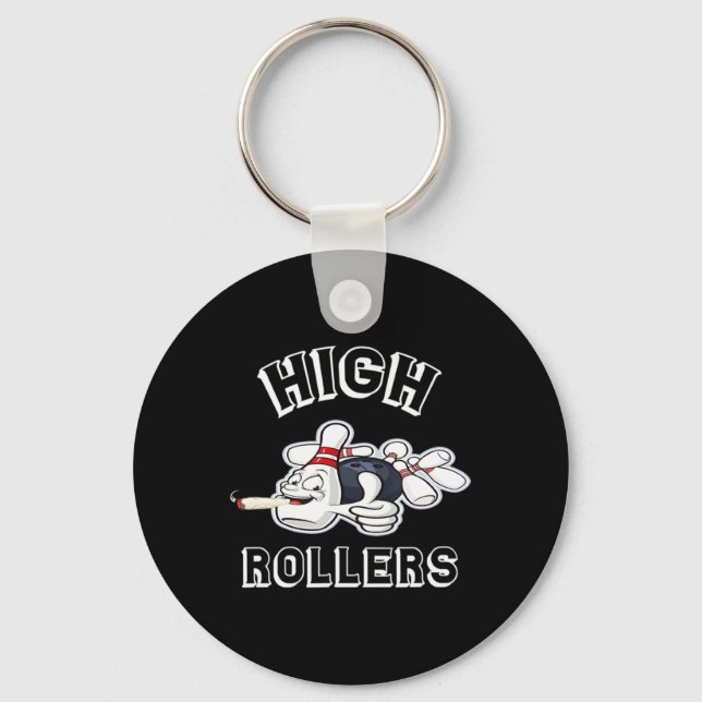 High Rollers Matching Bowling T Shirt  Key Ring (Front)