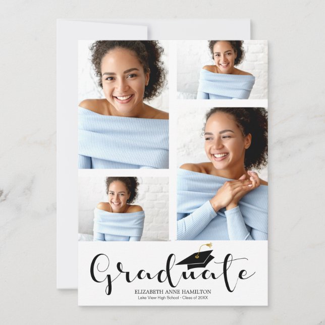 High School 4 Photo Graduation Announcement (Front)