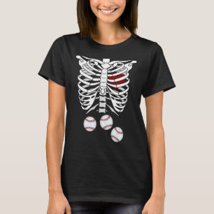 High School American Baseball Skeleton College Bal T-Shirt