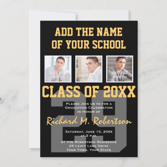 High School Athlete Team Colours Graduation Invitation (Front)