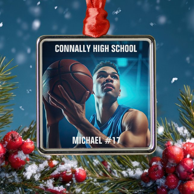 High School Basketball Player Photo Christmas Metal Tree Decoration (Creator Uploaded)