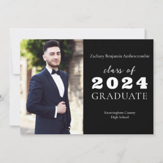 High School Black Modern Minimalist Graduate Announcement