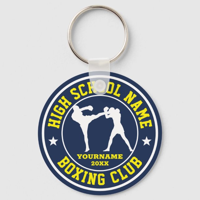 High School Boxer Boxing Club Custom Colour Sports Key Ring (Front)