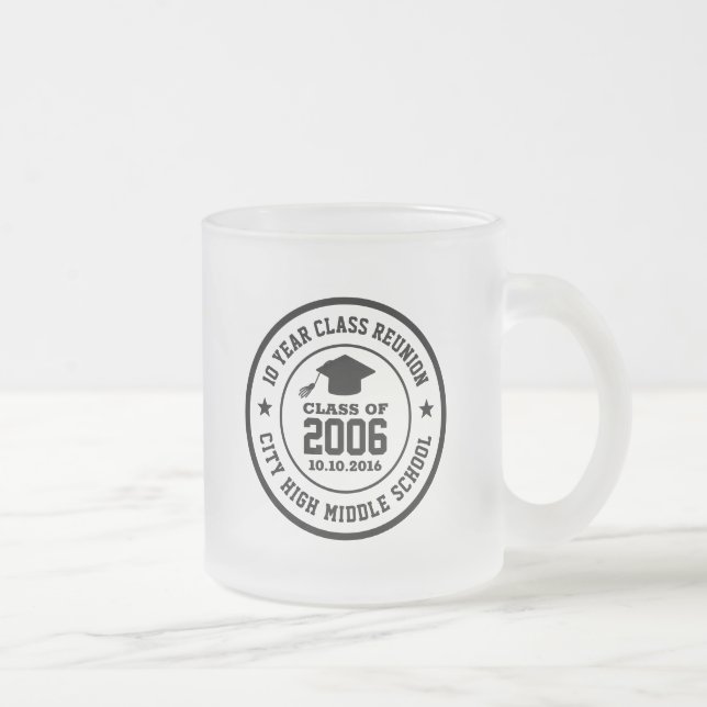High School Class Reunion College Graduation Year Frosted Glass Coffee Mug (Right)