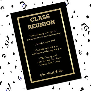 High School Class Reunion in Black Invitation