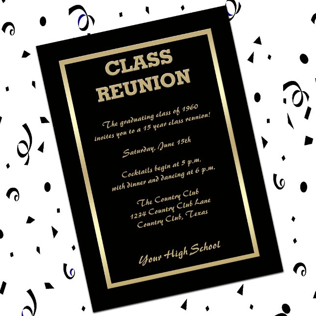 High School Class Reunion in Black Invitation (Creator Uploaded)