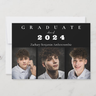 High School Classic Black White Graduation Announcement