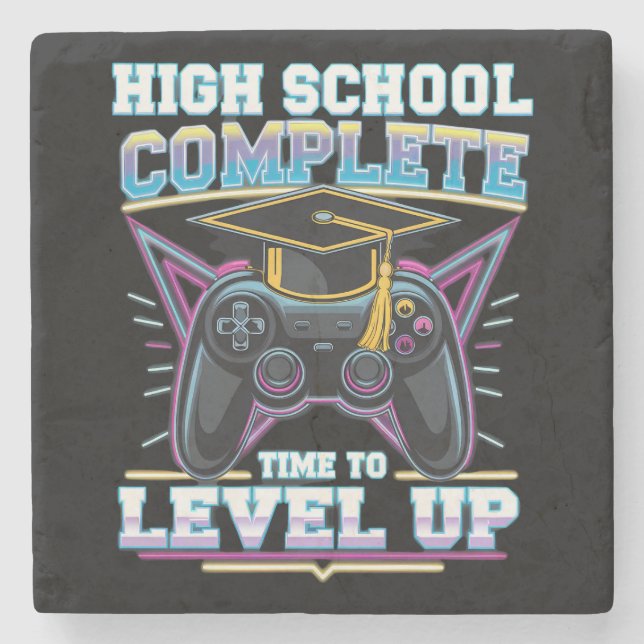 High School Complete Gamer Gaming Graduation Stone Coaster (Front)