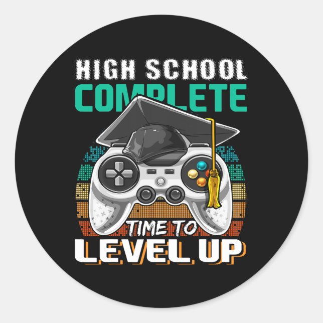 High School Complete Video Game Senior Graduation  Classic Round Sticker (Front)
