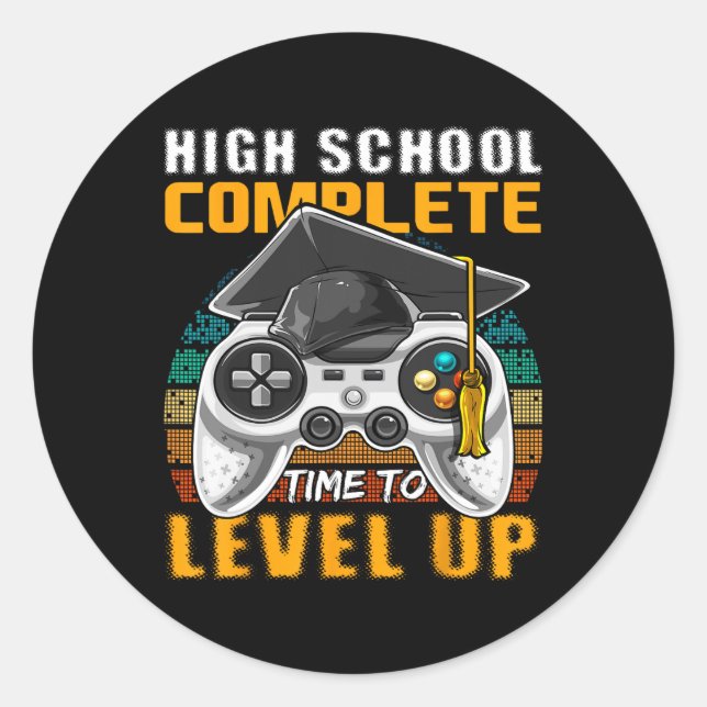 High School Complete Video Game Senior Graduation  Classic Round Sticker (Front)